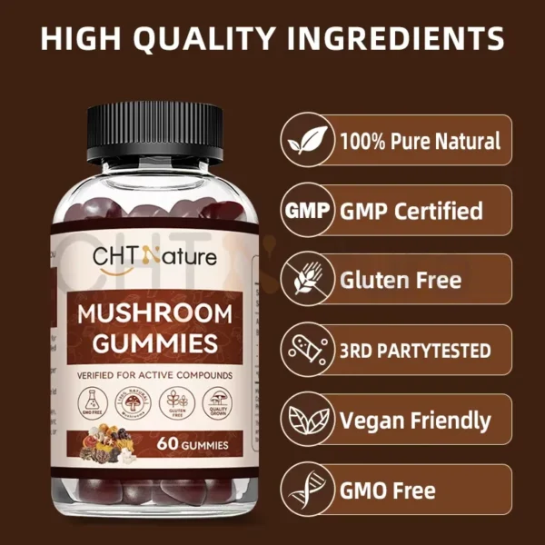 Organic Mushroom Mix Extract 8 in 1 Gummies - Image 4